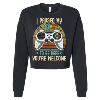 I Paused My Game To Be Here You're Welcome Retro Gamer Cropped Pullover Crew