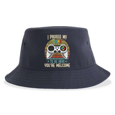 I Paused My Game To Be Here You're Welcome Retro Gamer Sustainable Bucket Hat
