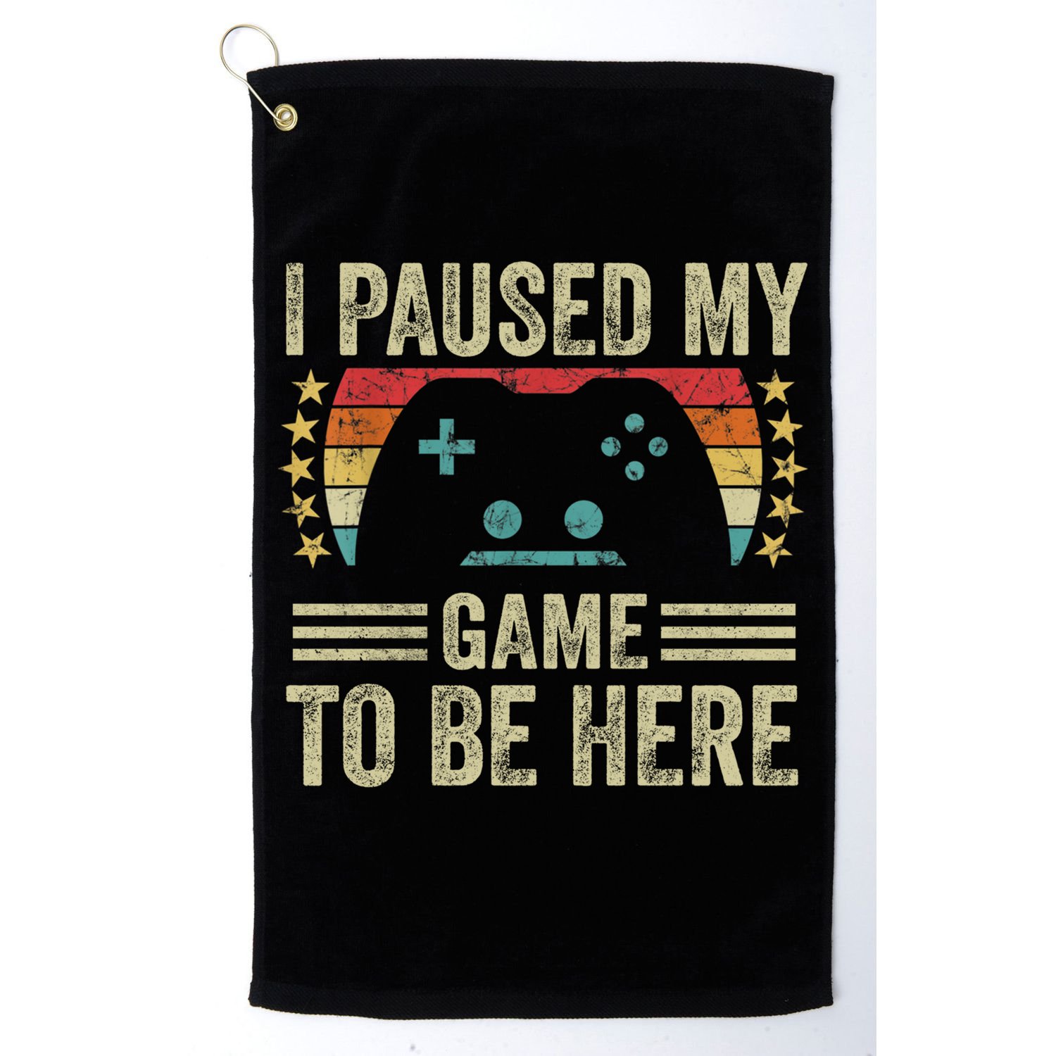 I Paused My Game To Be Here Funny Retro Vintage Video Gamer Gift Golf Towel