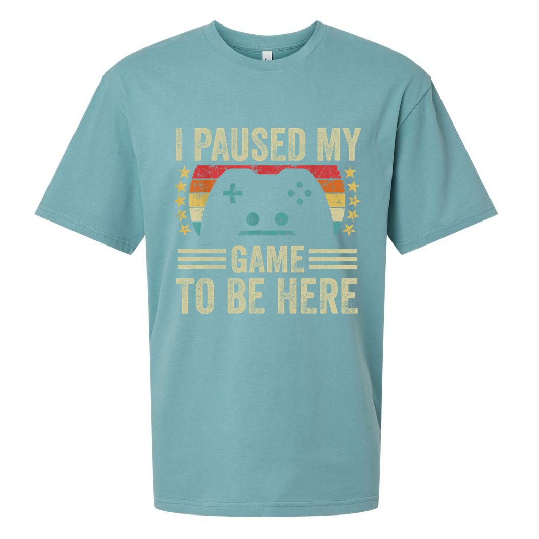 I Paused My Game To Be Here Funny Retro Vintage Video Gamer Gift Sueded Cloud Jersey T-Shirt