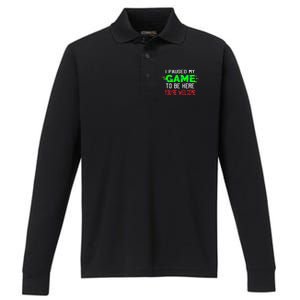 I Paused My Game To Be Here Performance Long Sleeve Polo