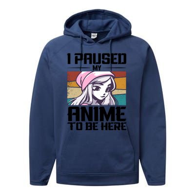 I Paused My Anime To Be Here Funny Anime Girl Retro Anime Aesthetic Anime Performance Fleece Hoodie