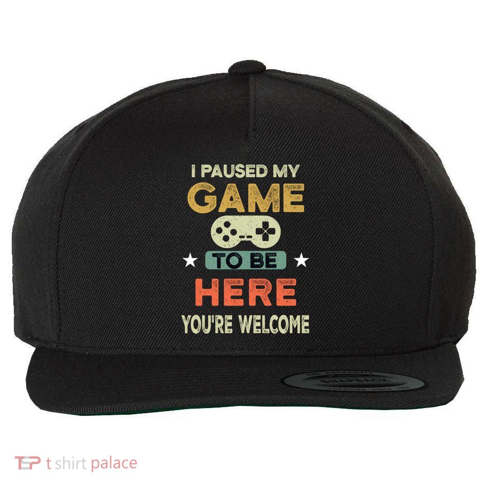 I Paused My Game To Be Here YouRe Welcome Retro Gamer Gift Wool Snapback Cap