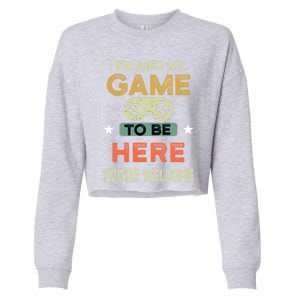 I Paused My Game To Be Here YouRe Welcome Retro Gamer Gift Cropped Pullover Crew