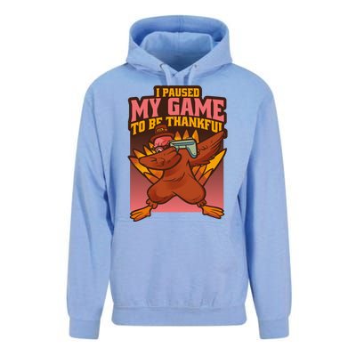 I Paused My Game To Be Thankful Funny Thanksgiving Gamer Unisex Surf Hoodie