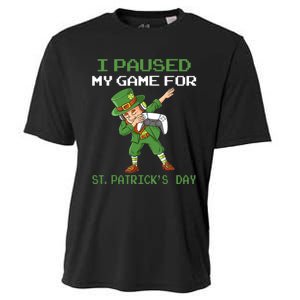 I Paused My Game For St Patricks Day Dabbing Leprechaun Cooling Performance Crew T-Shirt