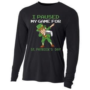 I Paused My Game For St Patricks Day Dabbing Leprechaun Cooling Performance Long Sleeve Crew