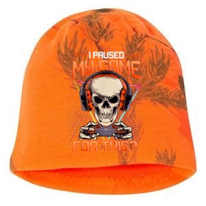 I Paused My Game For This Skull Video Gamer Gift Kati - Camo Knit Beanie