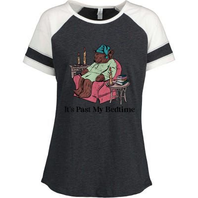 Its Past My Bedtime Funny Bear Sleeping Enza Ladies Jersey Colorblock Tee