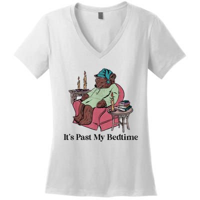 Its Past My Bedtime Funny Bear Sleeping Women's V-Neck T-Shirt