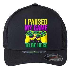 I Paused My Game To Be Here Video Game Beads Mardi Gras Flexfit Unipanel Trucker Cap