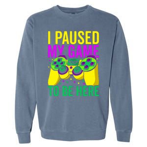 I Paused My Game To Be Here Video Game Beads Mardi Gras Garment-Dyed Sweatshirt