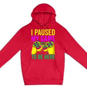 I Paused My Game To Be Here Video Game Beads Mardi Gras Premium Pullover Hoodie