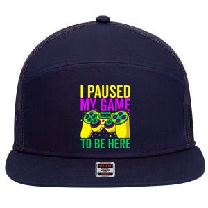 I Paused My Game To Be Here Video Game Beads Mardi Gras 7 Panel Mesh Trucker Snapback Hat