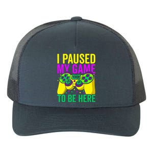 I Paused My Game To Be Here Video Game Beads Mardi Gras Yupoong Adult 5-Panel Trucker Hat