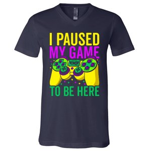 I Paused My Game To Be Here Video Game Beads Mardi Gras V-Neck T-Shirt