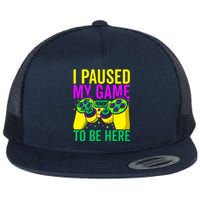 I Paused My Game To Be Here Video Game Beads Mardi Gras Flat Bill Trucker Hat