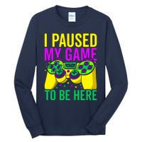 I Paused My Game To Be Here Video Game Beads Mardi Gras Tall Long Sleeve T-Shirt