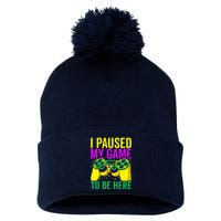 I Paused My Game To Be Here Video Game Beads Mardi Gras Pom Pom 12in Knit Beanie