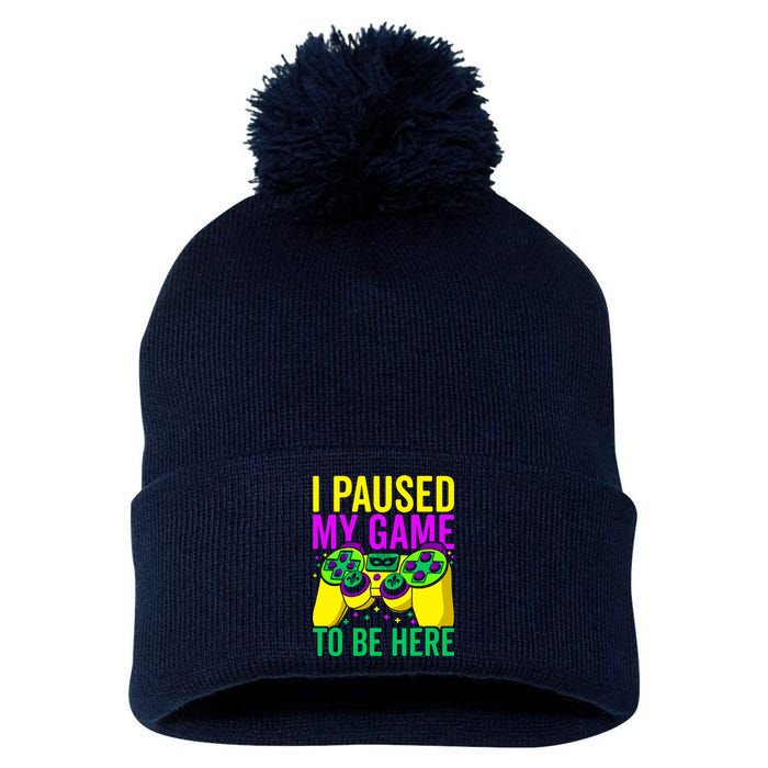 I Paused My Game To Be Here Video Game Beads Mardi Gras Pom Pom 12in Knit Beanie