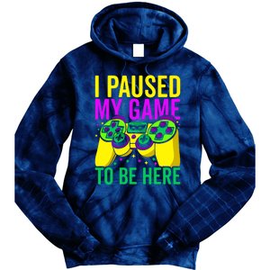 I Paused My Game To Be Here Video Game Beads Mardi Gras Tie Dye Hoodie