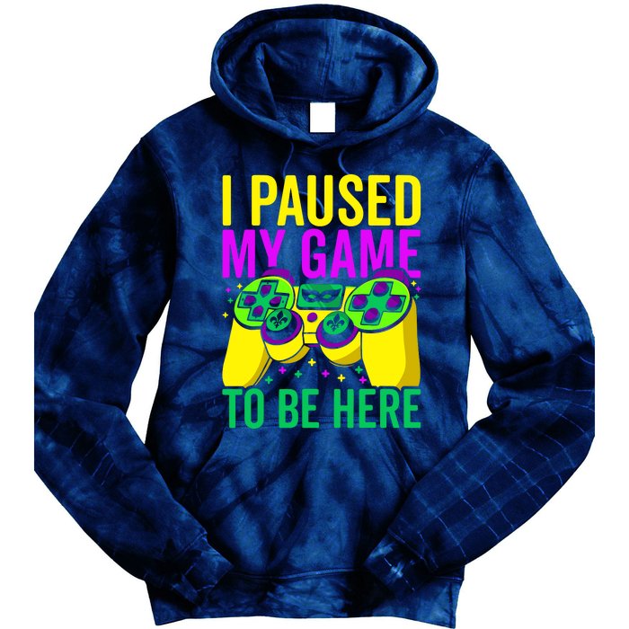 I Paused My Game To Be Here Video Game Beads Mardi Gras Tie Dye Hoodie