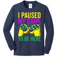 I Paused My Game To Be Here Video Game Beads Mardi Gras Kids Long Sleeve Shirt