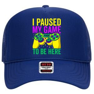 I Paused My Game To Be Here Video Game Beads Mardi Gras High Crown Mesh Back Trucker Hat