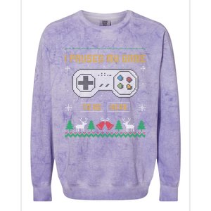 I Paused My Game To Be Here Gaming Ugly Christmas Sweater Gift Colorblast Crewneck Sweatshirt