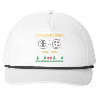 I Paused My Game To Be Here Gaming Ugly Christmas Sweater Gift Snapback Five-Panel Rope Hat