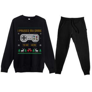 I Paused My Game To Be Here Gaming Ugly Christmas Sweater Gift Premium Crewneck Sweatsuit Set