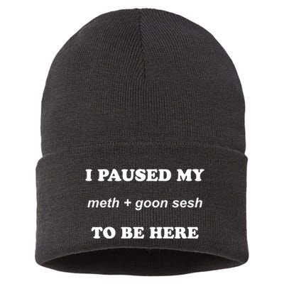 I Paused My Meth And Goon Sesh To Be Here Sustainable Knit Beanie