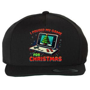 I Paused My Game For Christmas Funny Christmas Gamer Gift Wool Snapback Cap