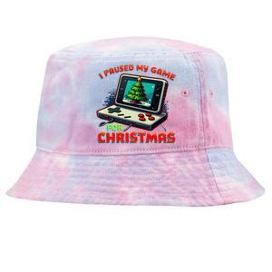 I Paused My Game For Christmas Funny Christmas Gamer Gift Tie-Dyed Bucket Hat