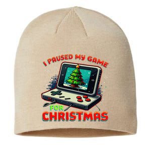 I Paused My Game For Christmas Funny Christmas Gamer Gift Sustainable Beanie