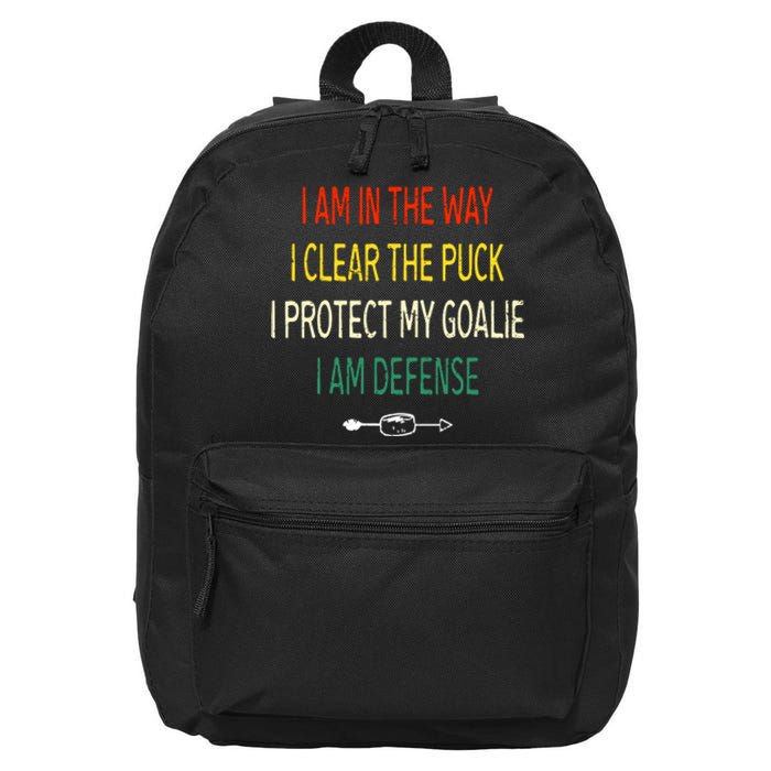 I Protect My Goalie I Am Defense Funny Ice Hockey Father's Day Gift 16 in Basic Backpack