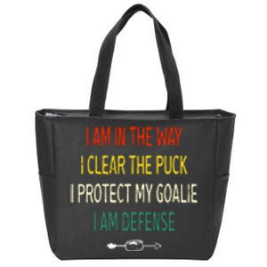 I Protect My Goalie I Am Defense Funny Ice Hockey Father's Day Gift Zip Tote Bag