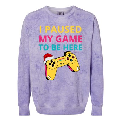 I Paused My Game To Be Here Funny Christmas Colorblast Crewneck Sweatshirt