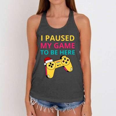 I Paused My Game To Be Here Funny Christmas Women's Knotted Racerback Tank