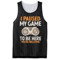 I Paused My Game To Be Here Retro Gaming Humor Funny Gamer Mesh Reversible Basketball Jersey Tank