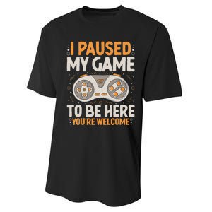 I Paused My Game To Be Here Retro Gaming Humor Funny Gamer Performance Sprint T-Shirt