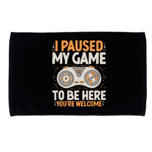 I Paused My Game To Be Here Retro Gaming Humor Funny Gamer Microfiber Hand Towel