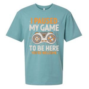 I Paused My Game To Be Here Retro Gaming Humor Funny Gamer Sueded Cloud Jersey T-Shirt