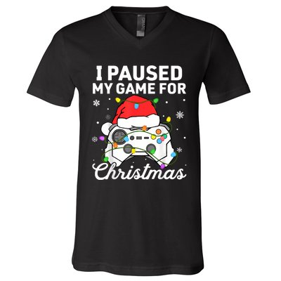 I Paused My Game For Christmas Boy Gamer Gaming Controller V-Neck T-Shirt