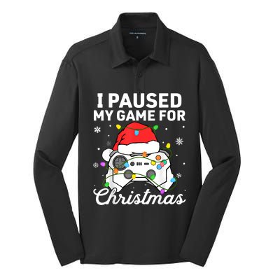 I Paused My Game For Christmas Boy Gamer Gaming Controller Silk Touch Performance Long Sleeve Polo