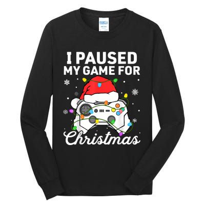 I Paused My Game For Christmas Boy Gamer Gaming Controller Tall Long Sleeve T-Shirt