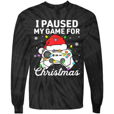 I Paused My Game For Christmas Boy Gamer Gaming Controller Tie-Dye Long Sleeve Shirt