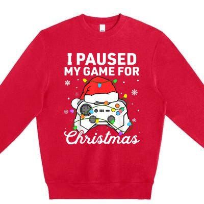 I Paused My Game For Christmas Boy Gamer Gaming Controller Premium Crewneck Sweatshirt