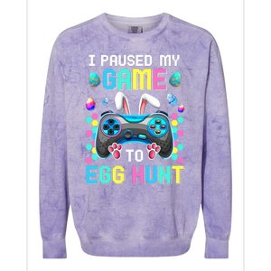 I Paused My Game To Egg Hunt Easter Funny Gamer Colorblast Crewneck Sweatshirt