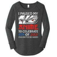 I Paused My Anime To Celebrate 4th Of July Funny 4th Of July Women's Perfect Tri Tunic Long Sleeve Shirt